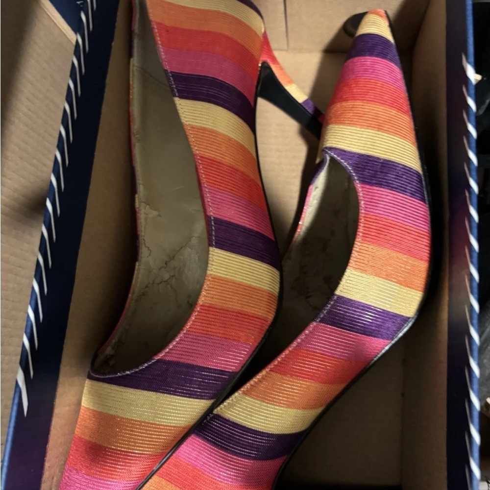 Colorful Striped Women's Heels